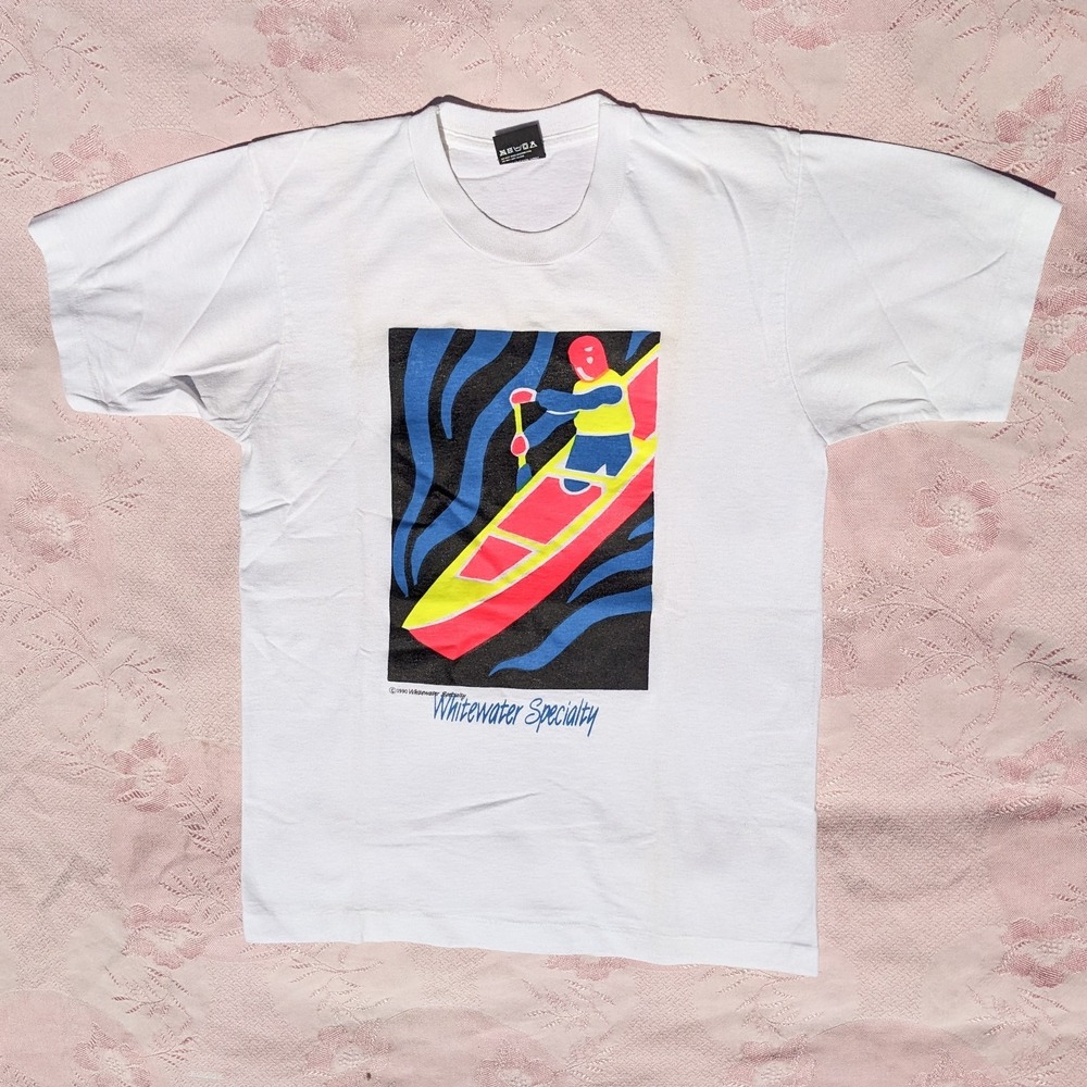 Vintage Whitewater Rafting T-Shirt Screen Stars M (Fit S) Single Stitch Graphic